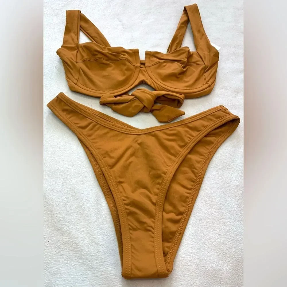 L*space Bikini Set Camellia Top & Cabana Bitsy Bottom Bronze Size Small NEW